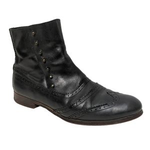 COLE HAAN Ella Leather Wingtip Zipper Studded Chelsea Brogue Booties 7.5